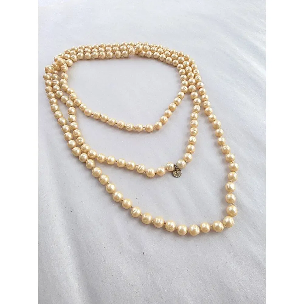 Chanel Gold-Plated Vintage 1981 Faux Baroque Pearl Necklace 64